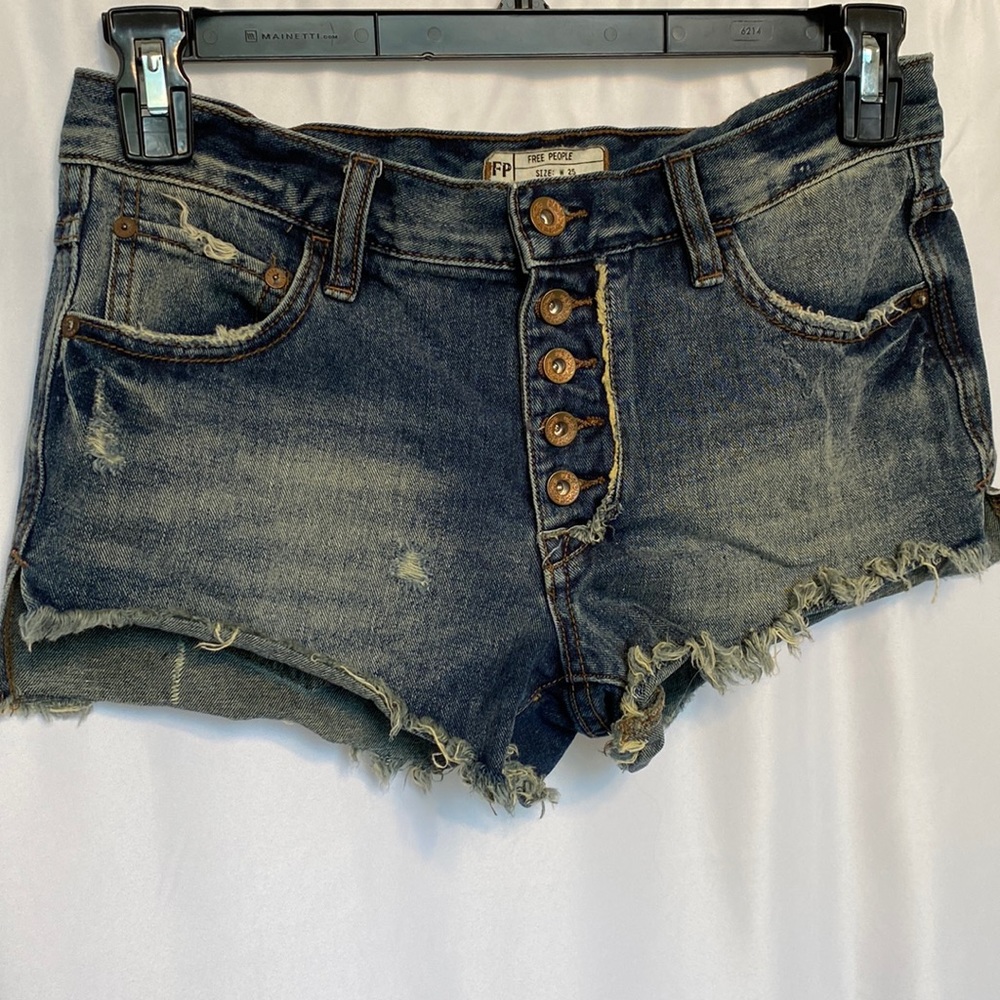 Free People Front Button Denim Shorts